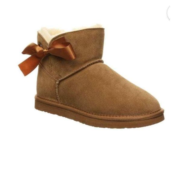 BearPaw Shoes - Pawz by Bearpaw Amelia Faux Fur Lined Suede Ankle Bow Bootie Women's US 8